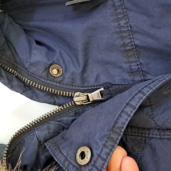 Bass Dark Blue/Black Trim Quilted Fuzzy Hood Coat. Size Small NWT - Picture 5 of 16